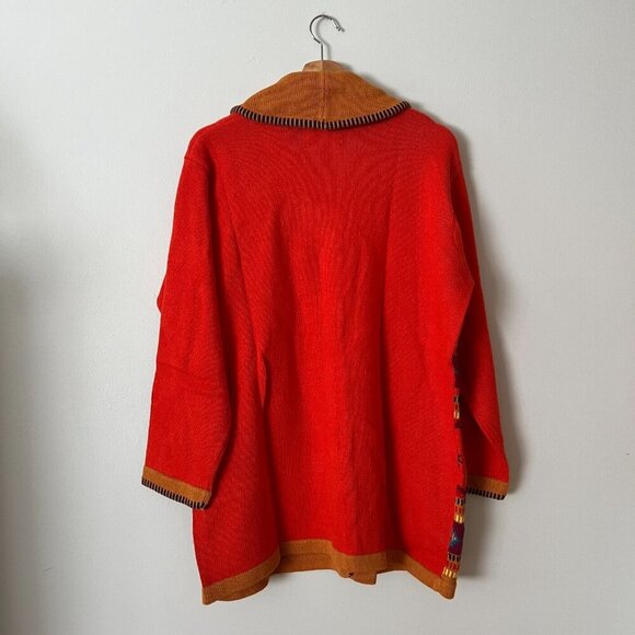 NWT Storybook Knits Southwest Print Orange Cardigan Sweater Women's Plus Size 1X - Picture 6 of 8